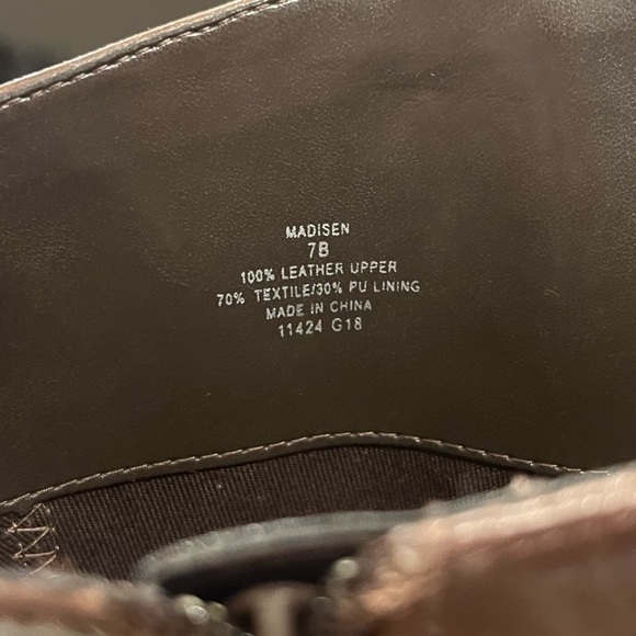 Lauren Ralph Lauren Madisen Leather Riding Boots Sz 7 Brown Embossed Monogram - Picture 11 of 14